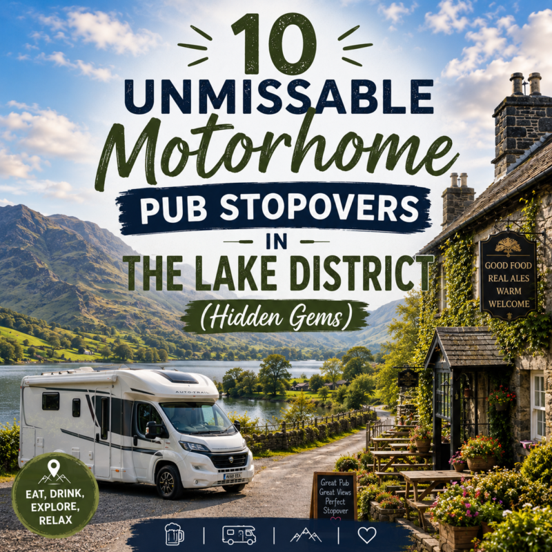 Motorhome Parked outside a pub in The Lake District