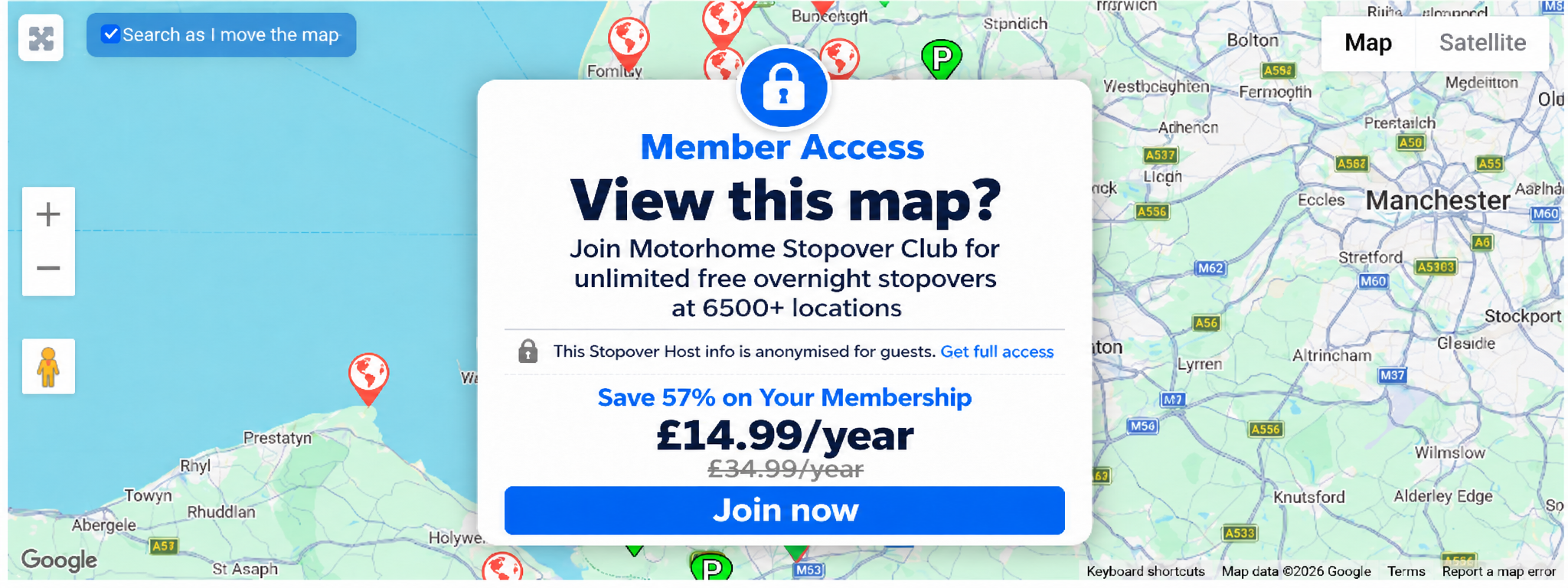 Join Motorhome Stopover Club to access maps